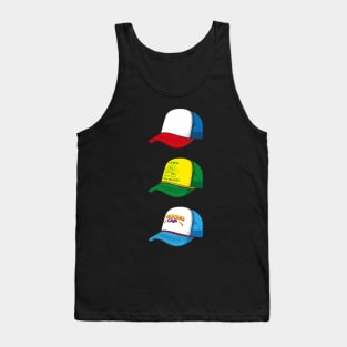 Stranger Things Dustin Trucker Caps Hydro Stickers Tank Top